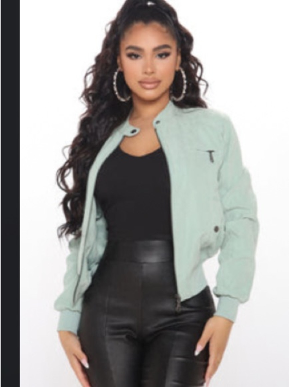 NWT Fashion Nova Light Blue Bomber Jacket - Picture 3 of 3
